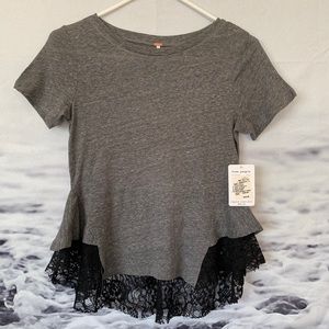 FREE PEOPLE Lace Detail Tee